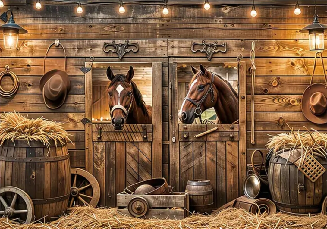 Piko Event | Photo toile de fond western / étable pour photobooth